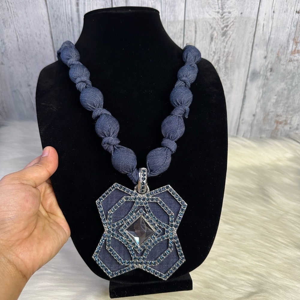 LANVIN denim statement necklace